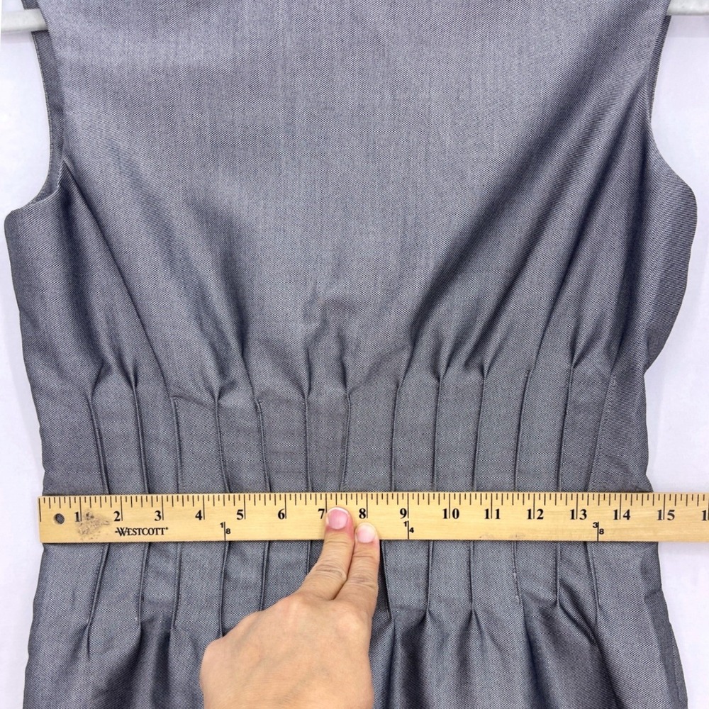 Marvin Richards Silver Gray Pintuck Pleated Sheath Dress 8 Sleeveless Lined - Picture 4 of 9